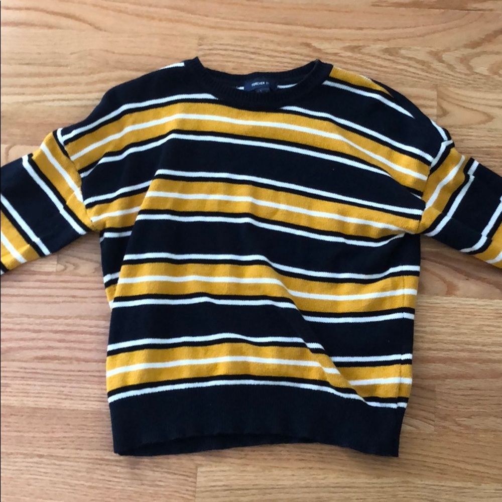 Yellow and Navy blue stripped sweater